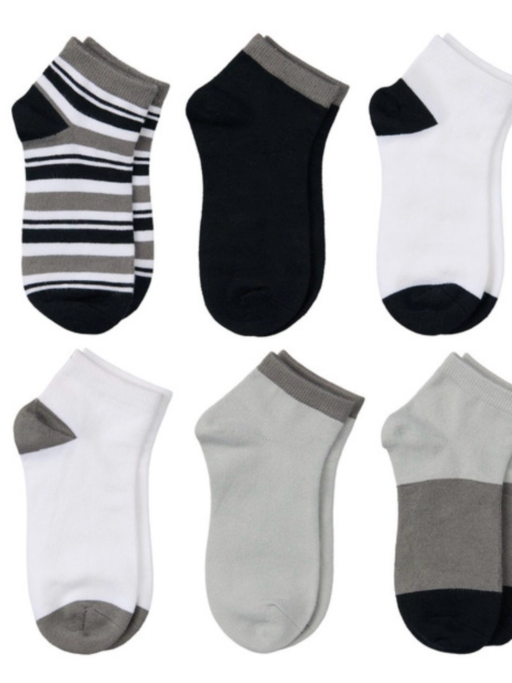 Lily & Dan/ L&D Childrens 6pk Socks - Low Cut Black/ Gray Size M